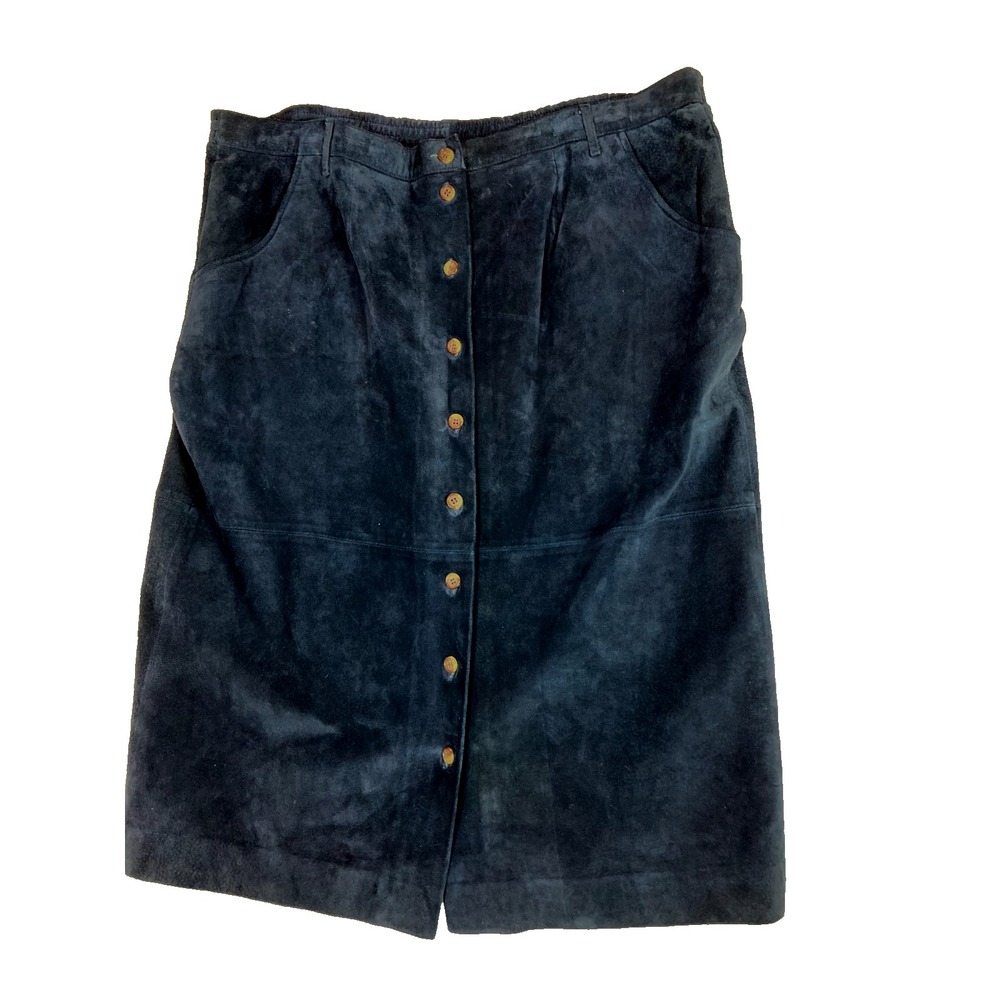 Vtg Charter Club Skirt Suede Leather 70s Retro Mod Prairie Hippie Western 22W/36
